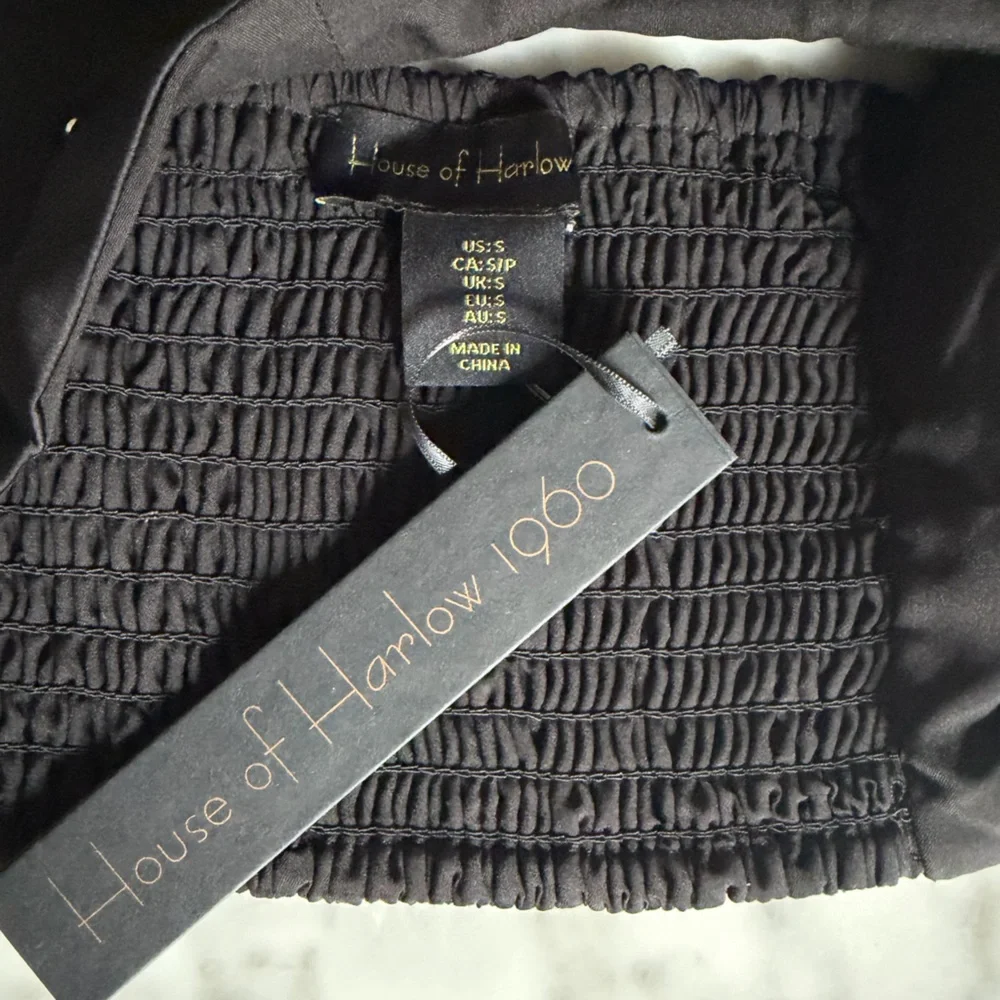 House of Harlow 1960 Black Crop Top & Wide Leg Pants Set Size Small Going Out - Picture 5 of 7